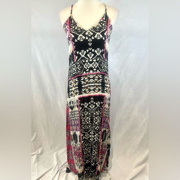 Felicite abstract print retro inspired maxi dress size large - Picture 3 of 8